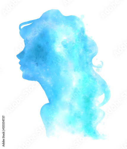 Watercolor woman digital illustration.