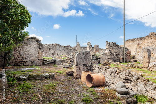 Cloudy view of Pompeii, which was destroyed in 79BC by the eruption of volcano Vesuvius, Campania region, Italy. photo