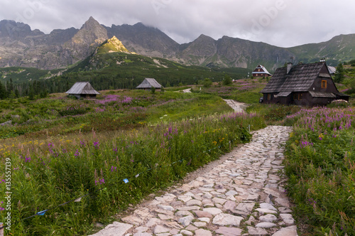 Beautiful afternoon landscape of mountain valley in the Tatra Mo