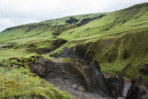 Volcanic landscape in Lakagigar, Iceland photo