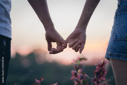 Couple in love holding hearts. photo