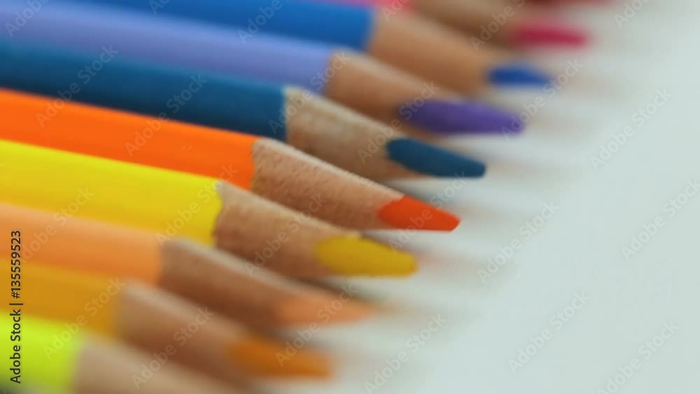Color pencils on white table Color pencils on white table