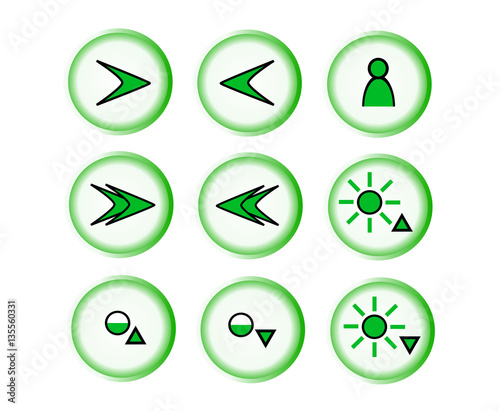 Icons with arrows and for changing of brightness and contrast