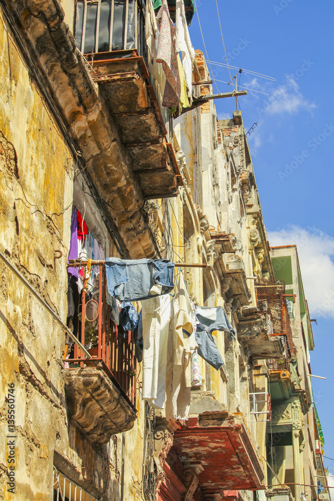 Laundry drying in Havana