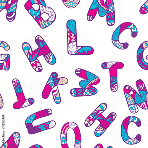 Seamless pattern with letters of alphabet