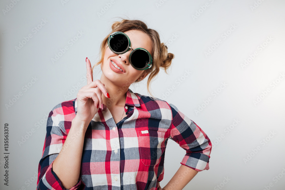 Fototapeta premium Funny Woman in shirt and sunglasses