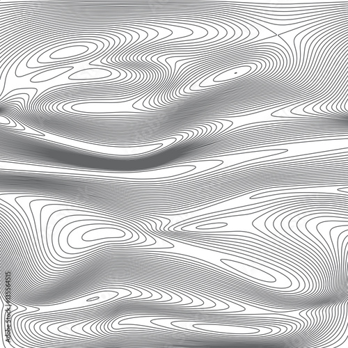 Sfondo astratto di onde, linee curve grigie sullo sfondo bianco, tessuto di seta astratto, effetto tridimensionale