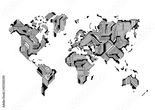 World Map Circuit Board Design