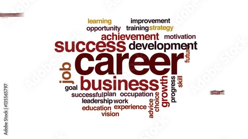Career animated word cloud, text design animation.