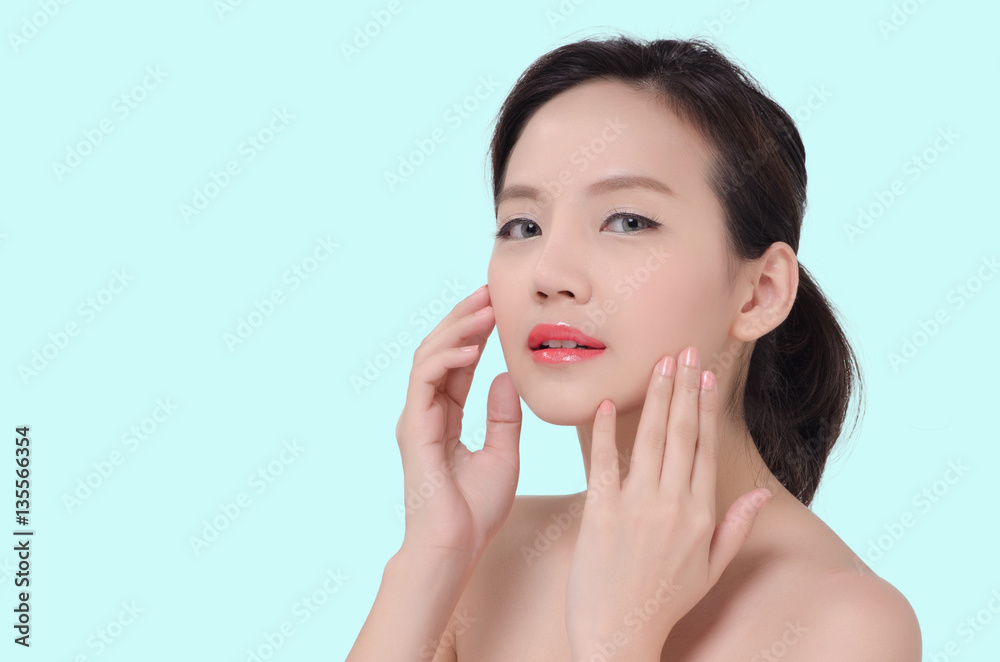 Portrait of Beautiful Asian women on pastel background Portrait of Beautiful Asian women on pastel background