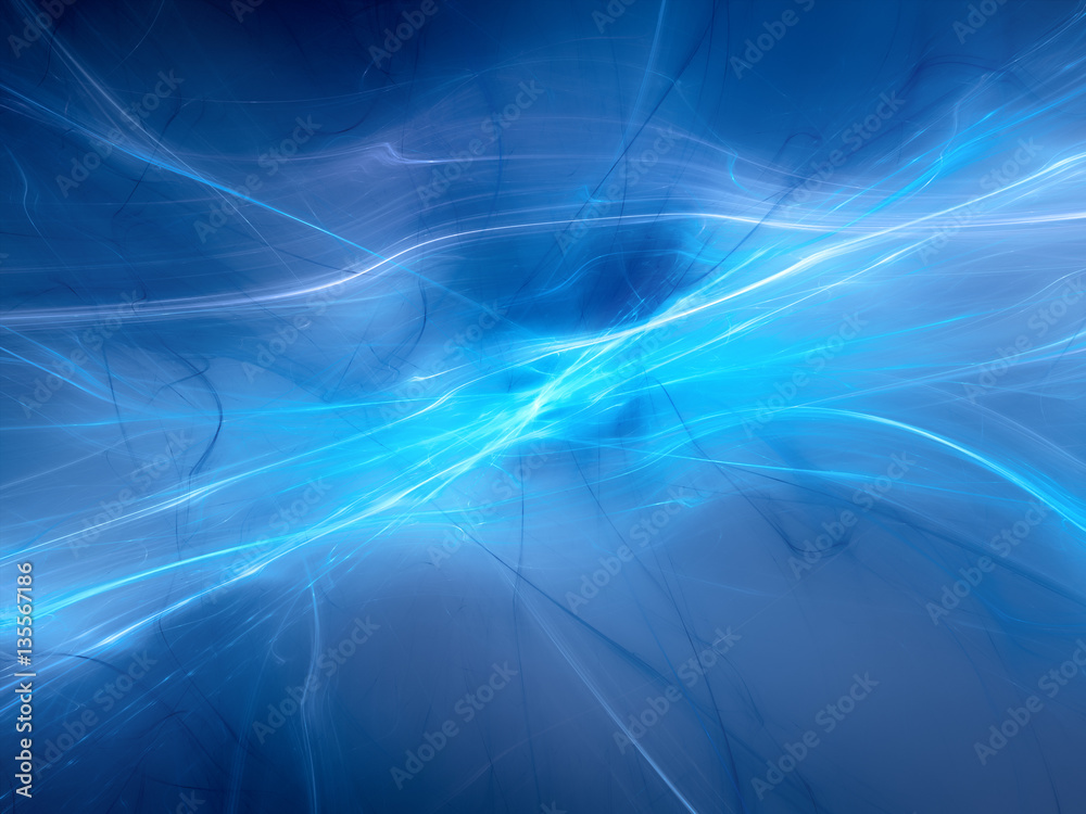 Fototapeta Blue glowing plasma lines in deep space