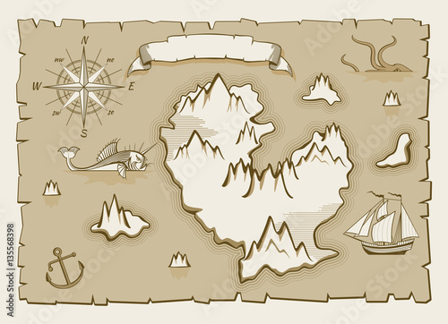 Vintage parchment vector map elements