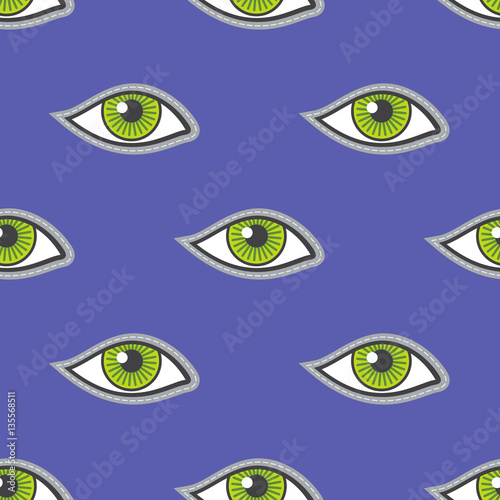 Green eyes patch vector seamless pattern