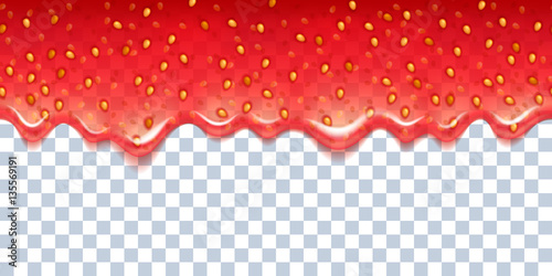 Drips of strawberry jam on white background.