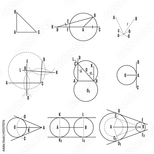 mathematical illustration. Geometric drawing set