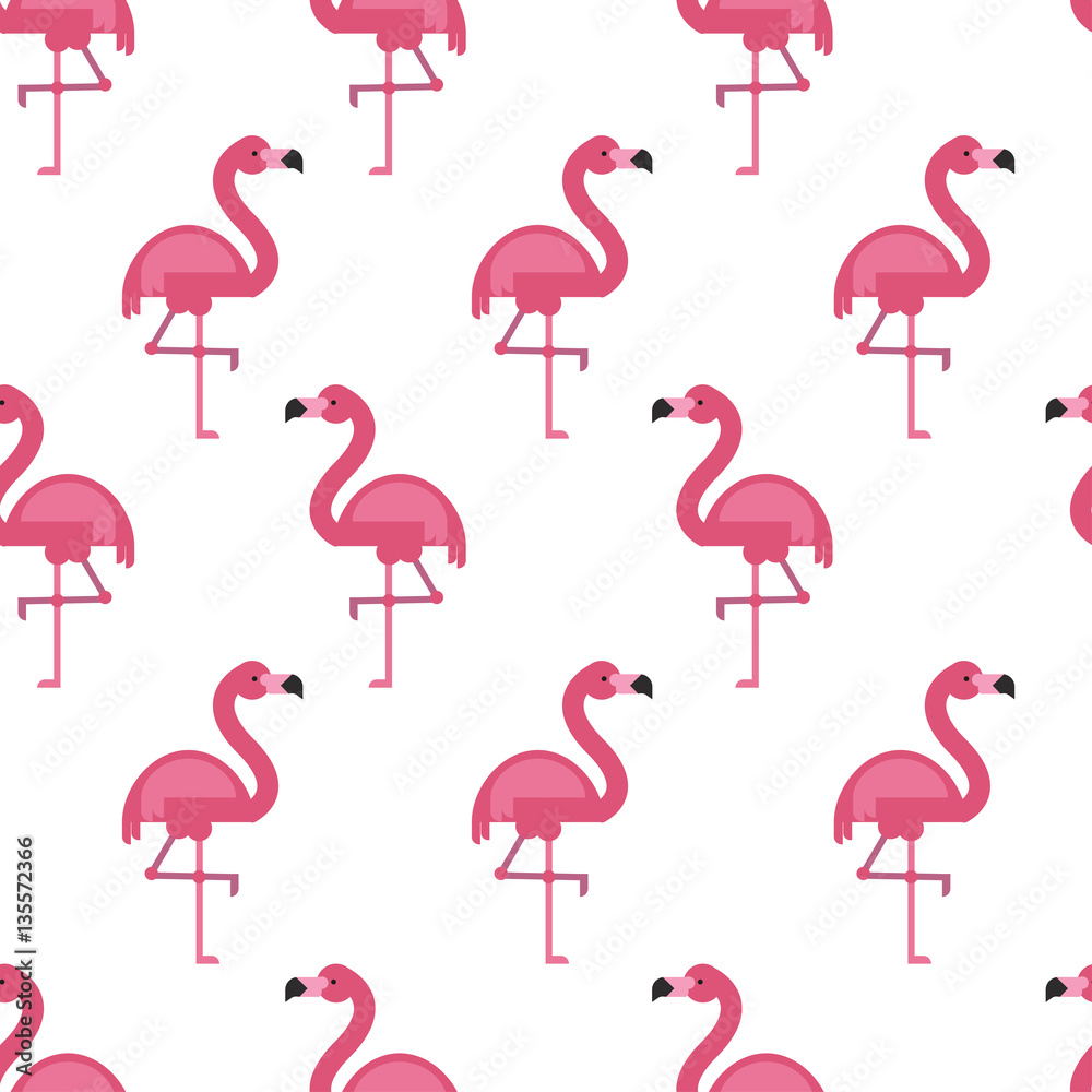Obraz premium Vector seamless pattern with flamingo.