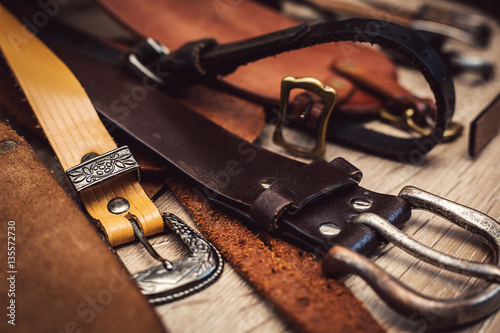 Group of leather belts