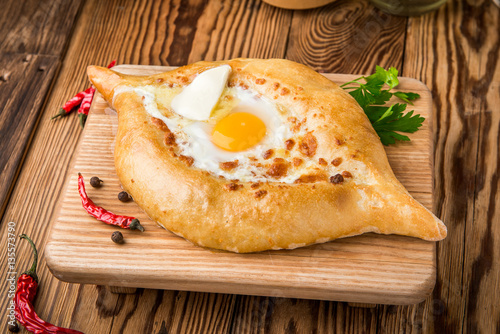 Fotografie Ajarian khachapuri close up