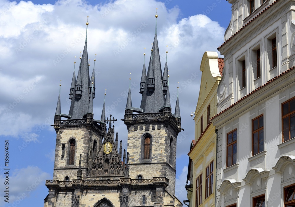 Fototapeta premium Architecture from Prague and cloudy sky