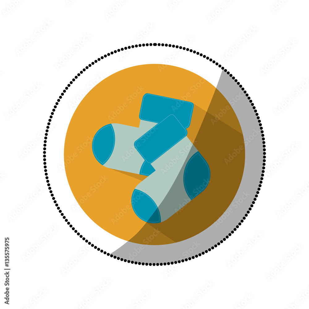 sticker color silhouette with baby socks in round frame vector illustration sticker color silhouette with baby socks in round frame vector illustration