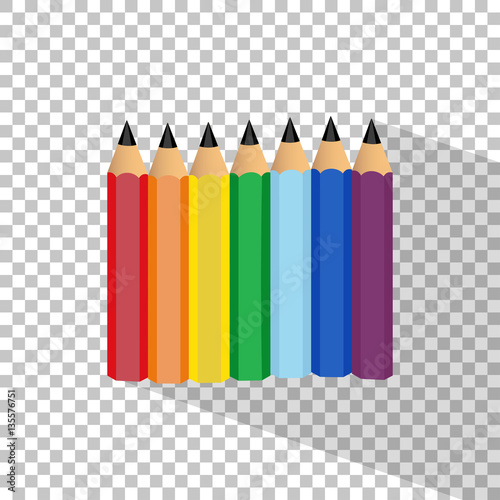 set of colored pencils. Stylish vector illustration on isolate background.