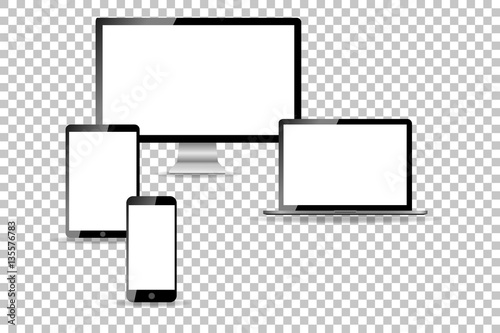Stylish vector illustration. Devices screen tablet laptop and phone background isolate