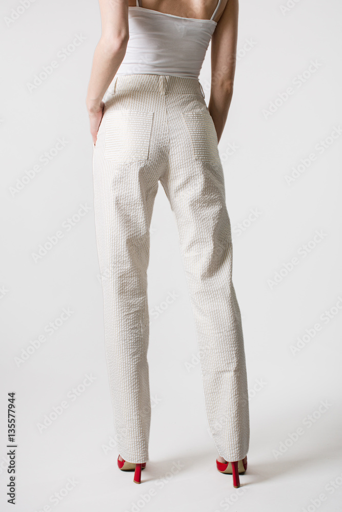 Women pants model on a white background Stock Photo Adobe Stock