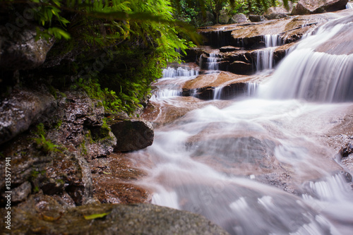 Fototapeta Naklejka Na Ścianę i Meble -  A beautiful waterfall in forest with rock foreground located south of thailand