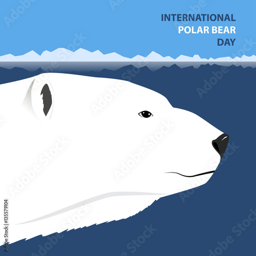 International Polar Bear Day. Flat style illustration.