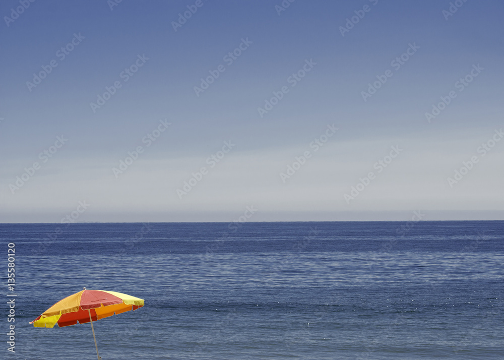 Umbrella at Refugio State Beach near Goleta, CA, USA.
