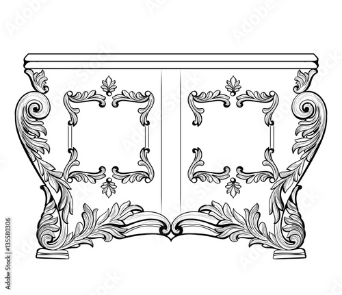 Exquisite Fabulous Imperial Baroque chest table with drawers. Vector French L...