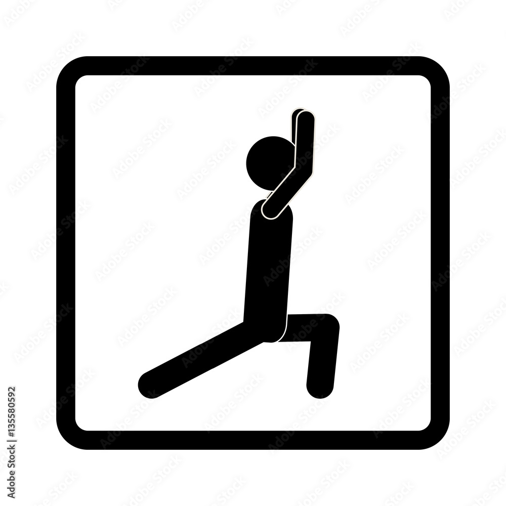 square shape pictogram with man squat icon vector illustration