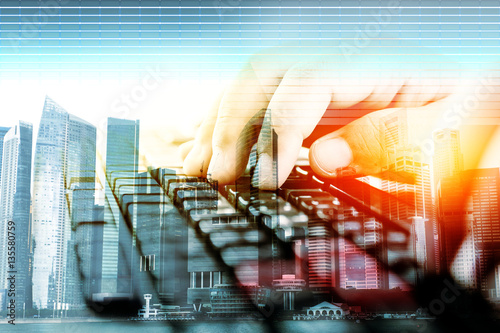 Slika na platnu Hands on  keyboard, Concept data entry