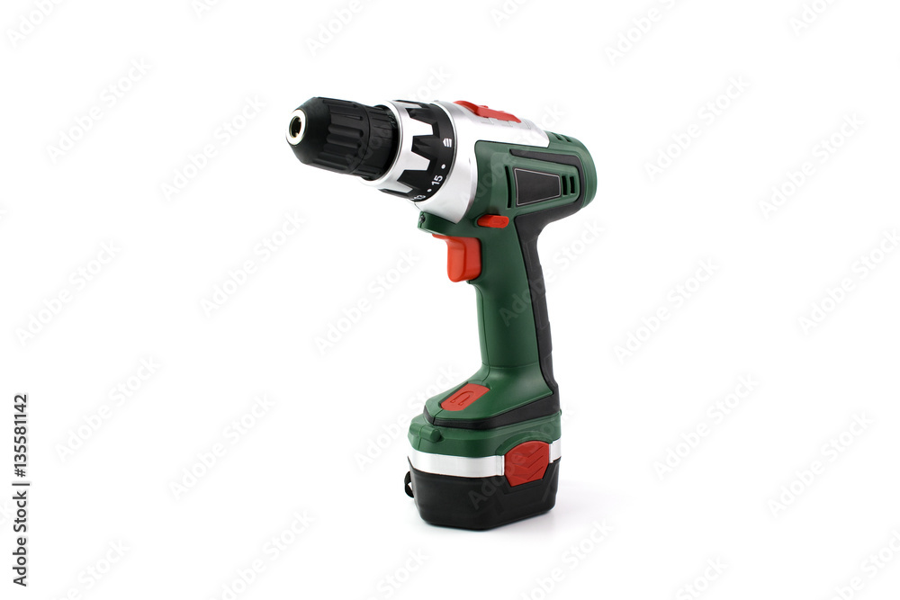 Cordless drill with isolated on white. Cordless drill with isolated on white.