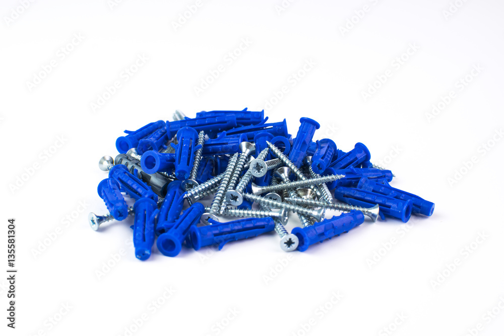 Plastic dowel with screws for bricks. Plastic dowel with screws for bricks.