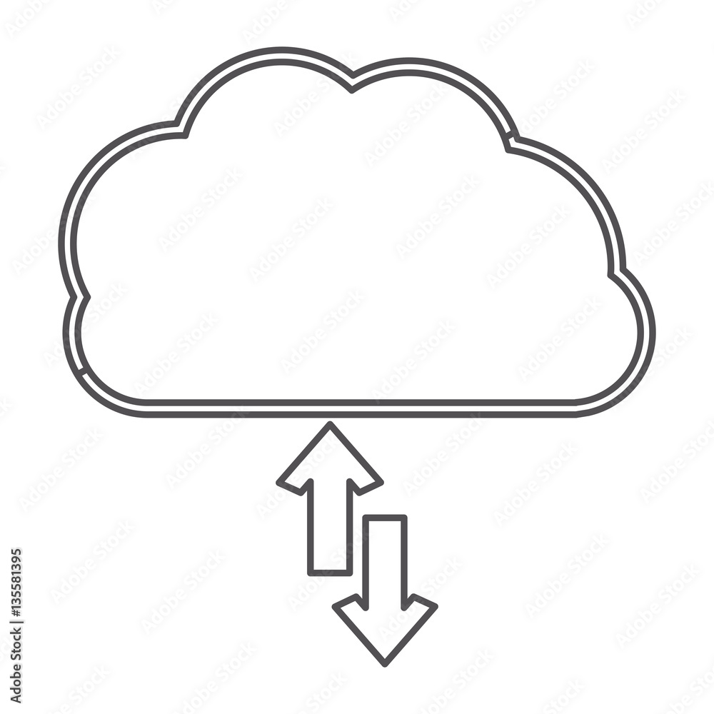 silhouette cloud with arrows in opposite direction silhouette cloud with arrows in opposite direction