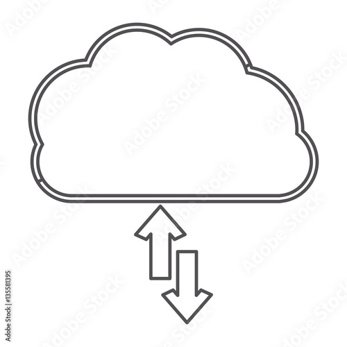 silhouette cloud with arrows in opposite direction