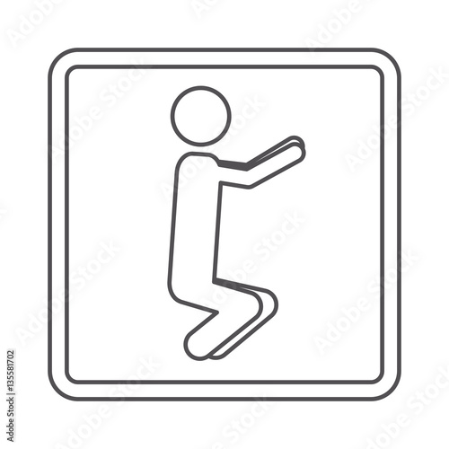 contour square shape pictogram with man squat icon vector illustration