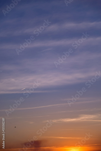 Fiery orange sunset sky. Beautiful sky...