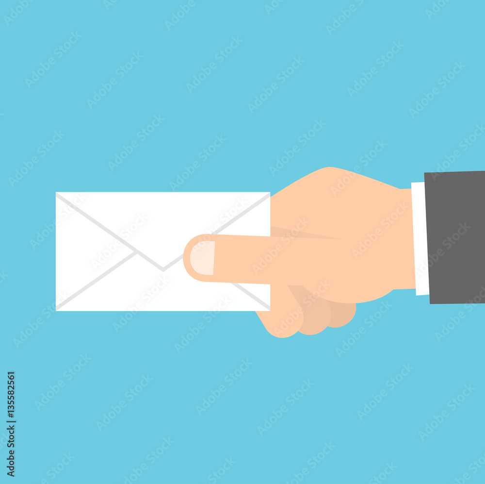Hand holding envelope or mail Hand holding envelope or mail