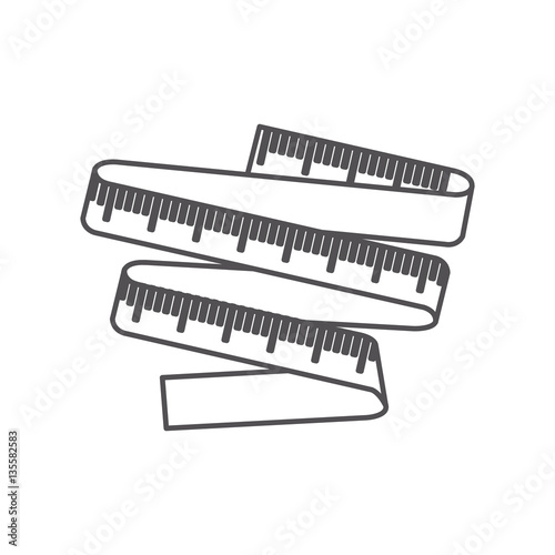 silhouette monochrome with measuring tape vector illustration