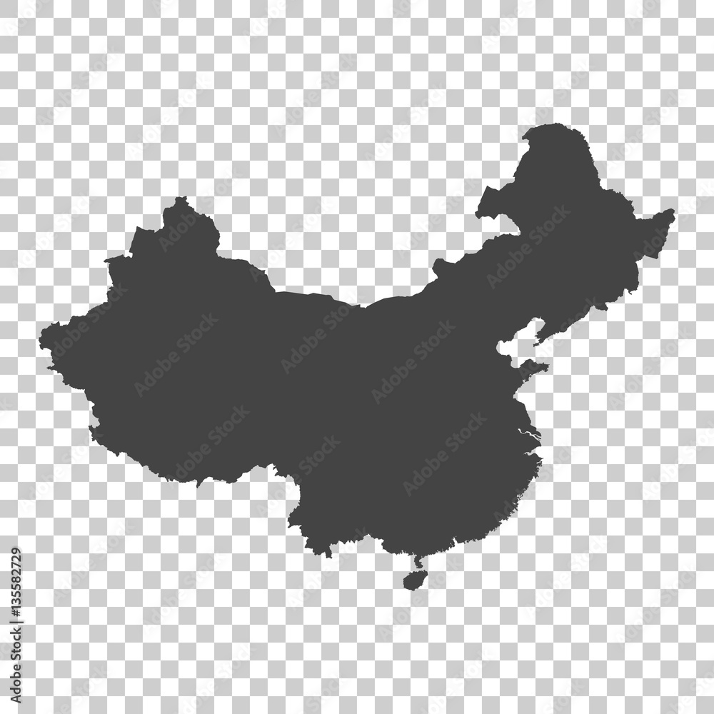 China map. Grey vector illustration on isolated background