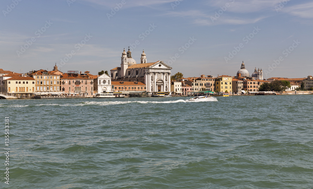 View on the Venice lagoon with Gesuati church, Italy. View on the Venice lagoon with Gesuati church, Italy.