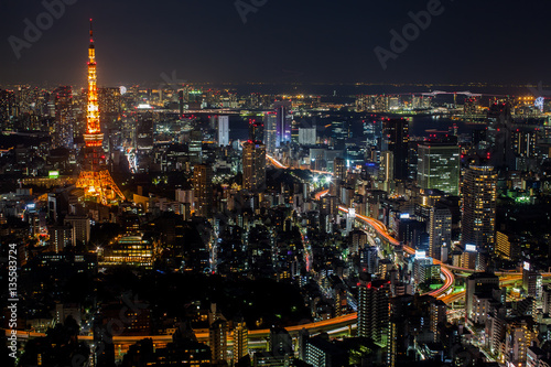 Night view of cityscape at tokyo japan