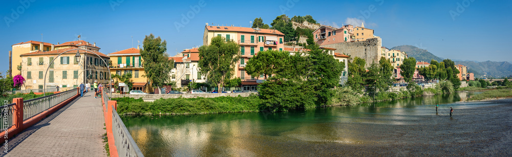 View of the church in the ancient town of Ventimiglia. Italy.