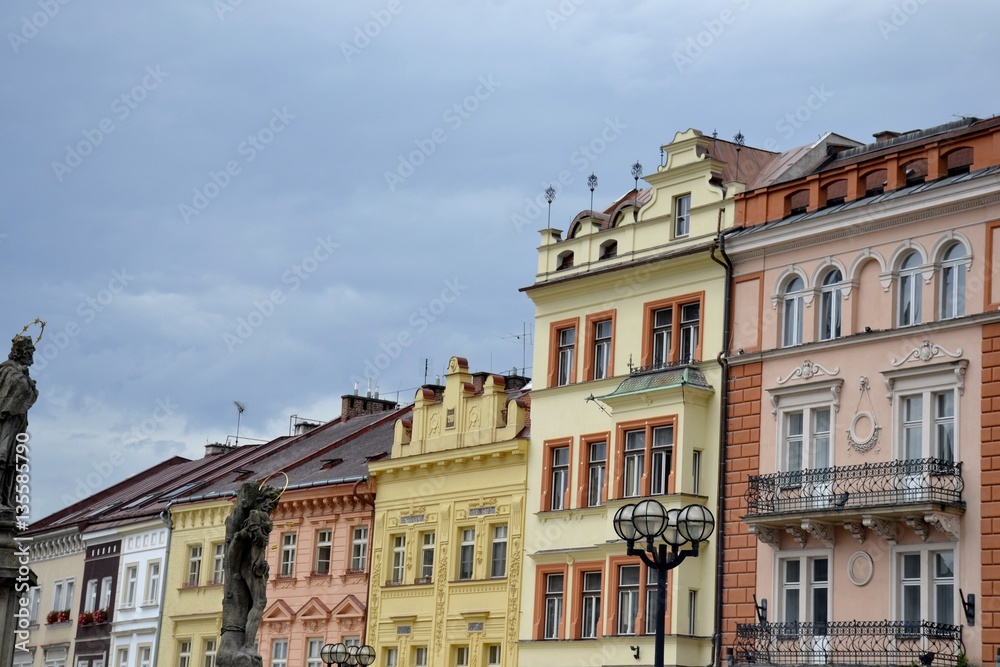Architecture from Hradec Kralove and cloudy sky