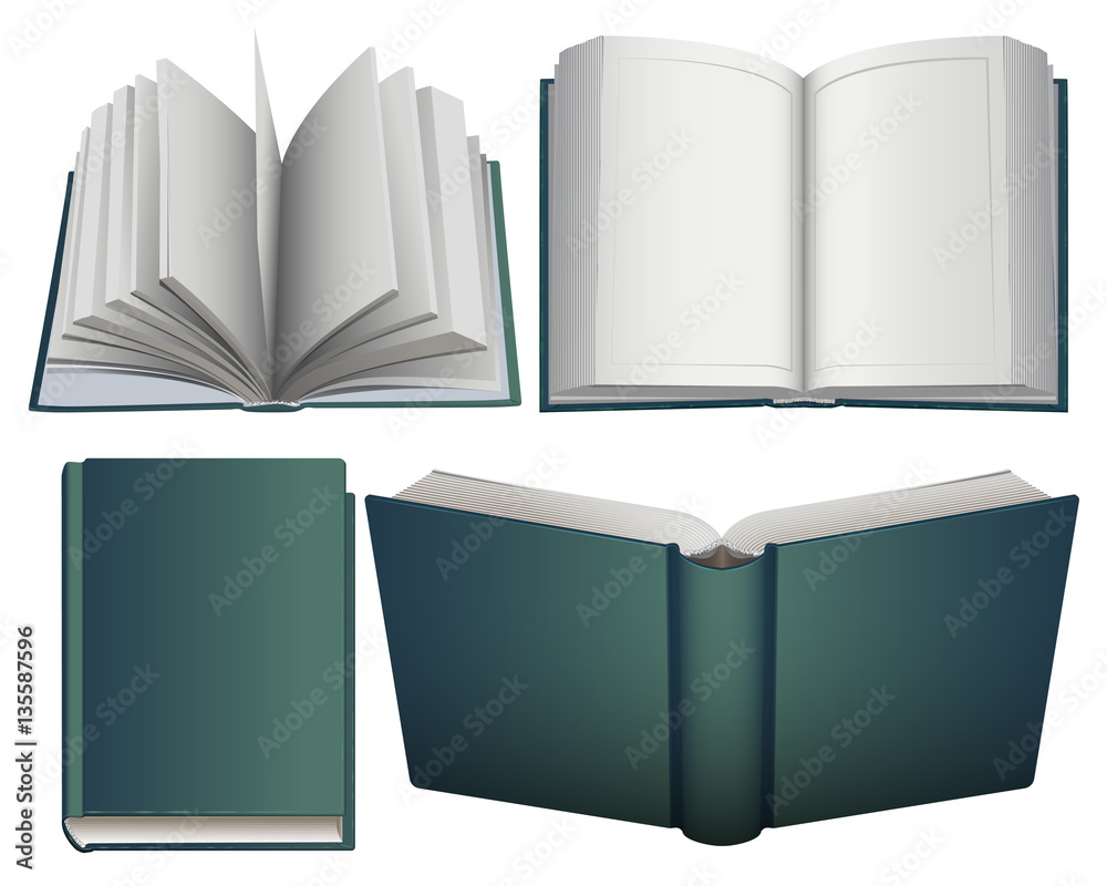 Fototapeta premium Set hardcover open and close book