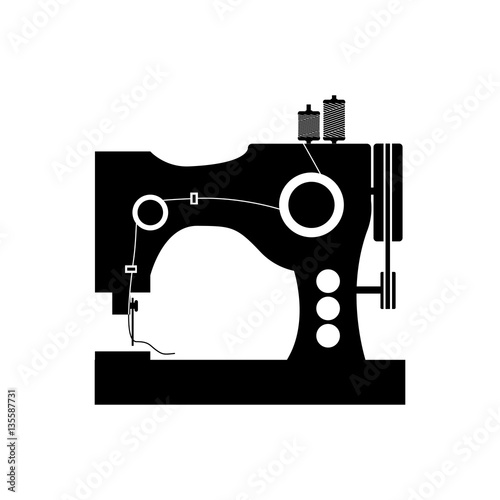 monochrome silhouette sewing machine icon vector illustration