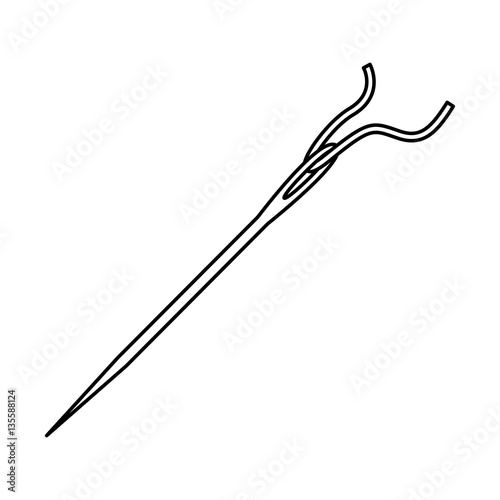 monochrome contour with sewing needle vector illustration