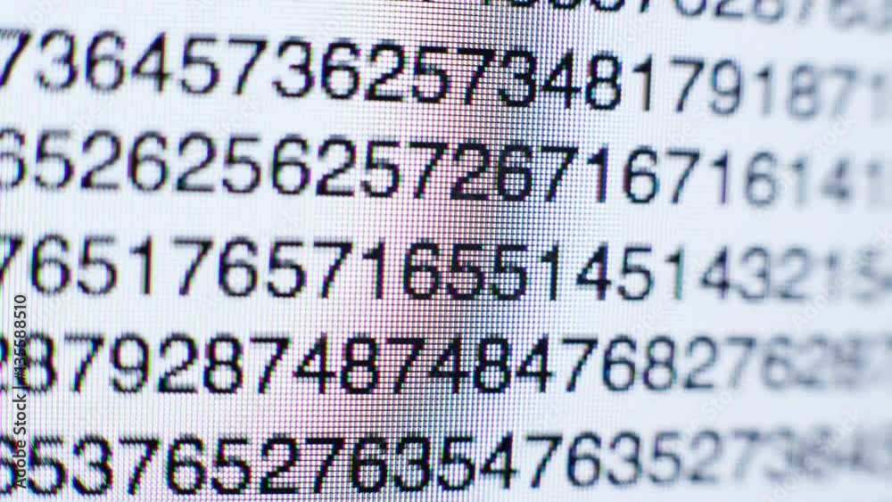Time-lapse of assorted numbers scrolling on a computer screen themes of data code text script Time-lapse of assorted numbers scrolling on a computer screen themes of data code text script